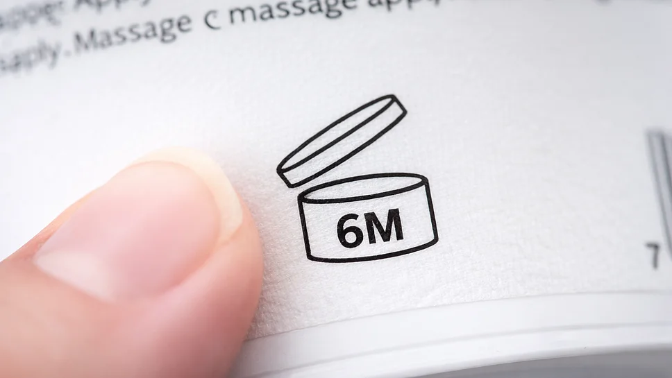 PAO-Symbol zum Erkennen des Ablaufdatums von Kosmetik